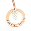 Rose Gold Circle Pendant with Sterling Silver Love Heart Infinity Charm