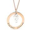 Rose Gold Circle Pendant with Sterling Silver Love Heart Infinity Charm