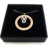 Rose Gold Circle Pendant with Sterling Silver Love Heart Infinity Charm