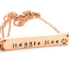 Rose Gold Paw Print Bar Necklace