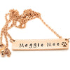 Rose Gold Paw Print Bar Necklace