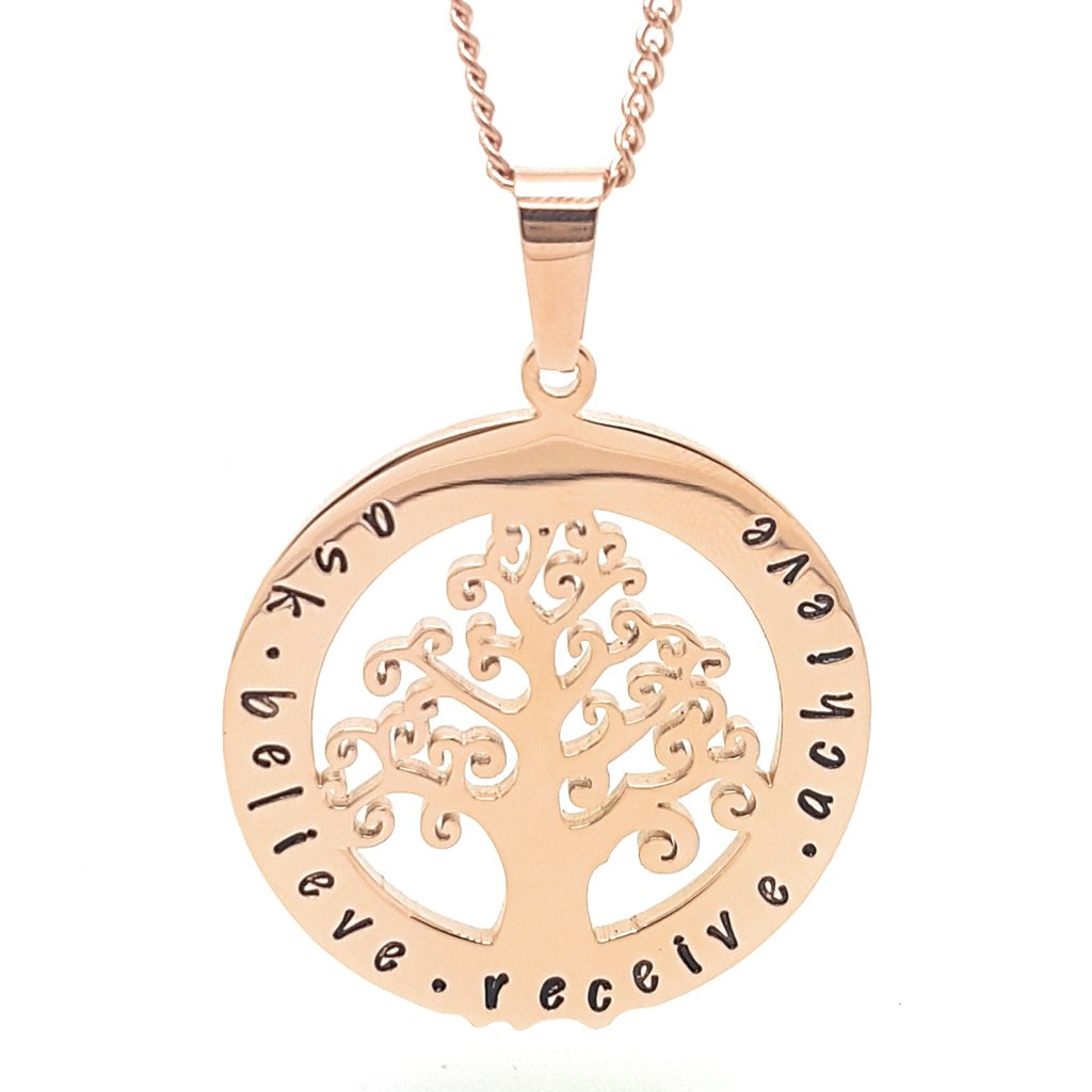 Rose Gold Tree of Life Pendant Personalised