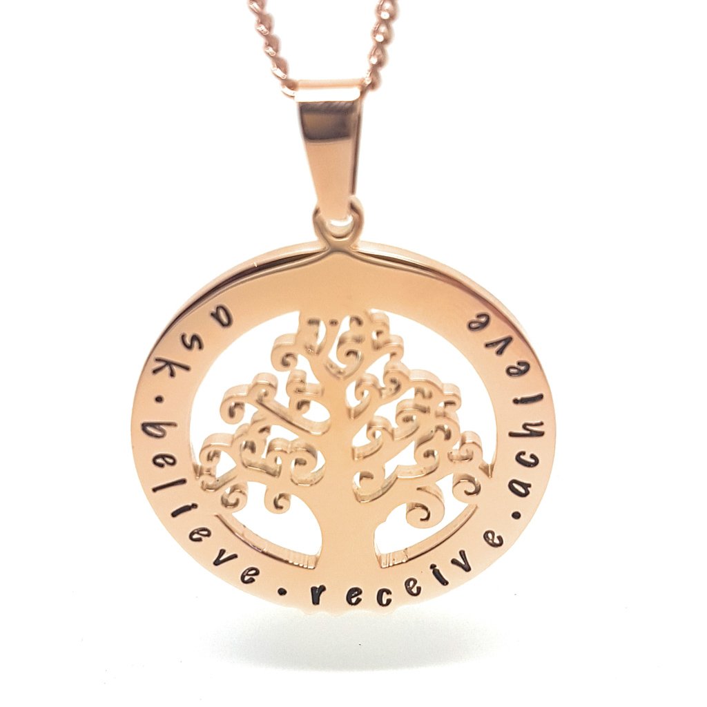 Rose Gold Tree of Life Pendant Personalised