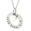 Silver Circle Pendant Heart charm