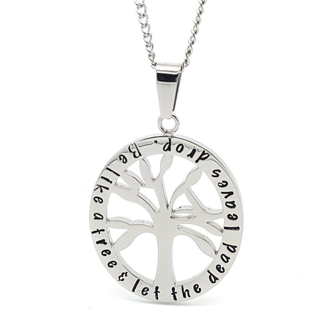 Silver Oval Tree Affirmation Pendant