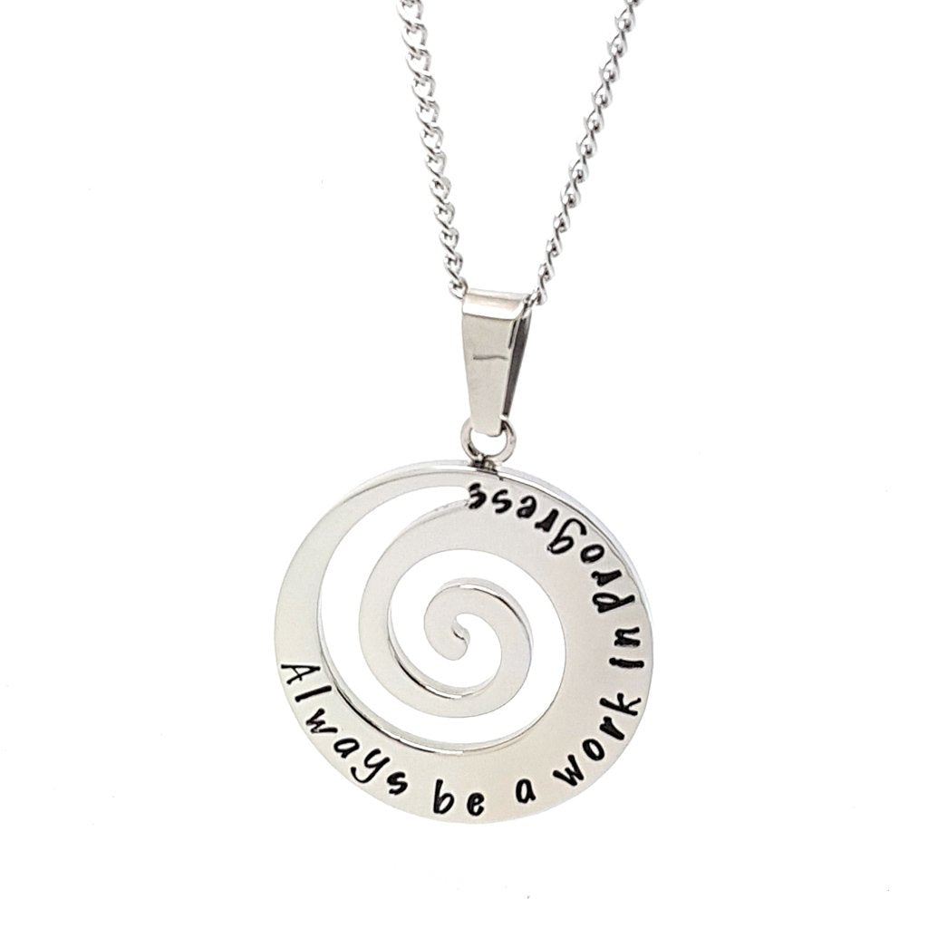 Silver Spiral Wave Pendant