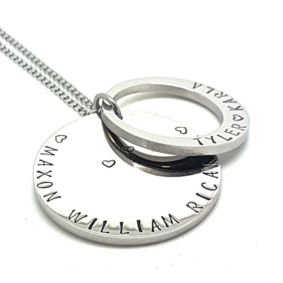 Silver Two Ring Name Necklace
