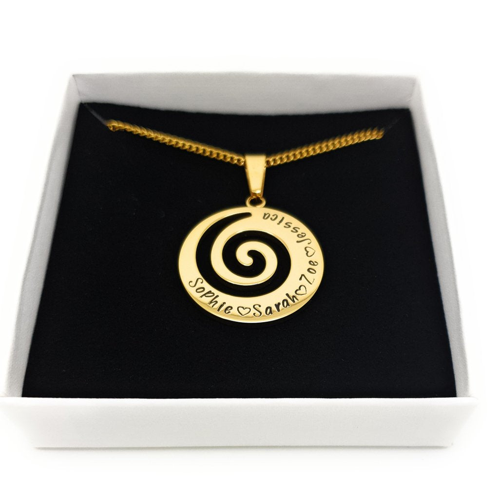 Spiral Wave Pendant Personalised