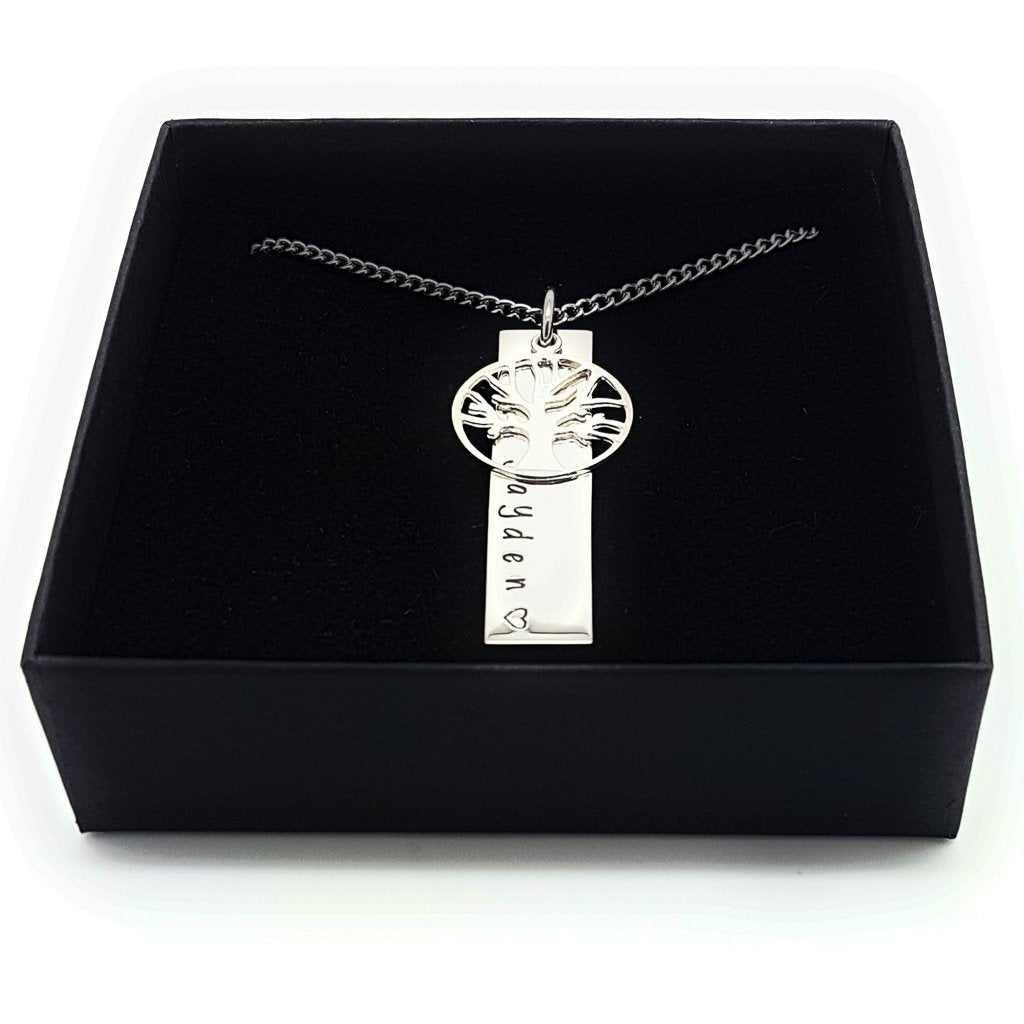 Tree Charm Custom Bar Necklace