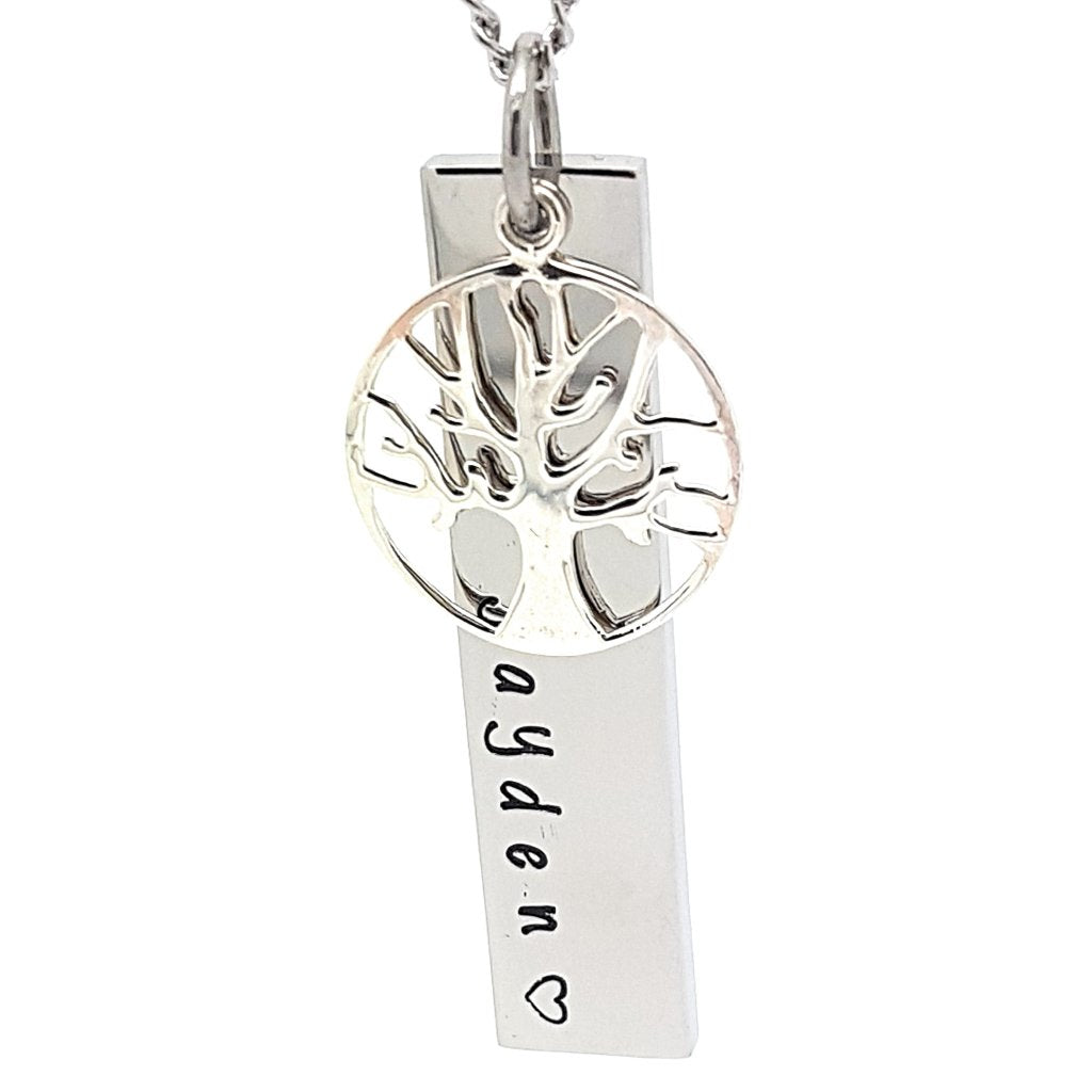 Tree Charm Custom Bar Necklace