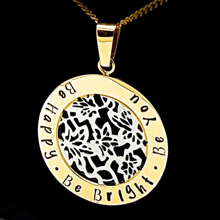 Two-tone Gold and Silver with Filigree Flower Pendant