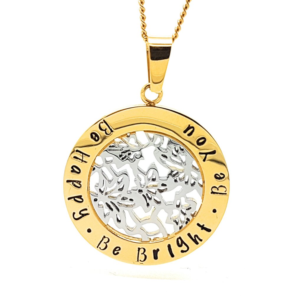 Two-tone Gold and Silver with Filigree Flower Pendant